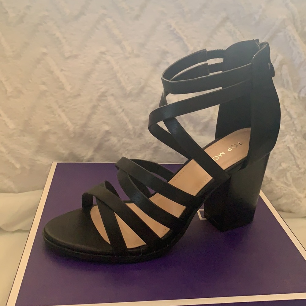 Black Chunky Heel Sandal